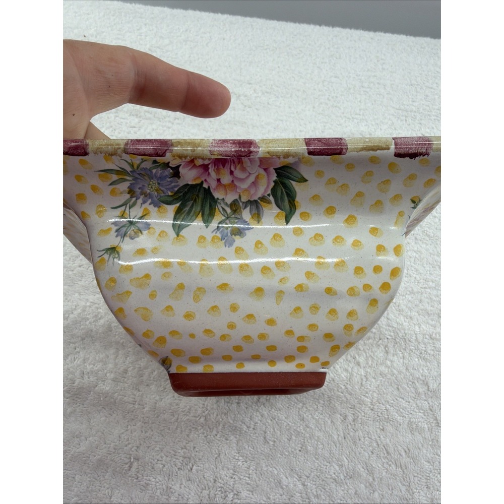 Mackenzie Childs *Retired* Torquay Frank Mustard Pattern, 6" Square Bowl Clay - Picture 8 of 8